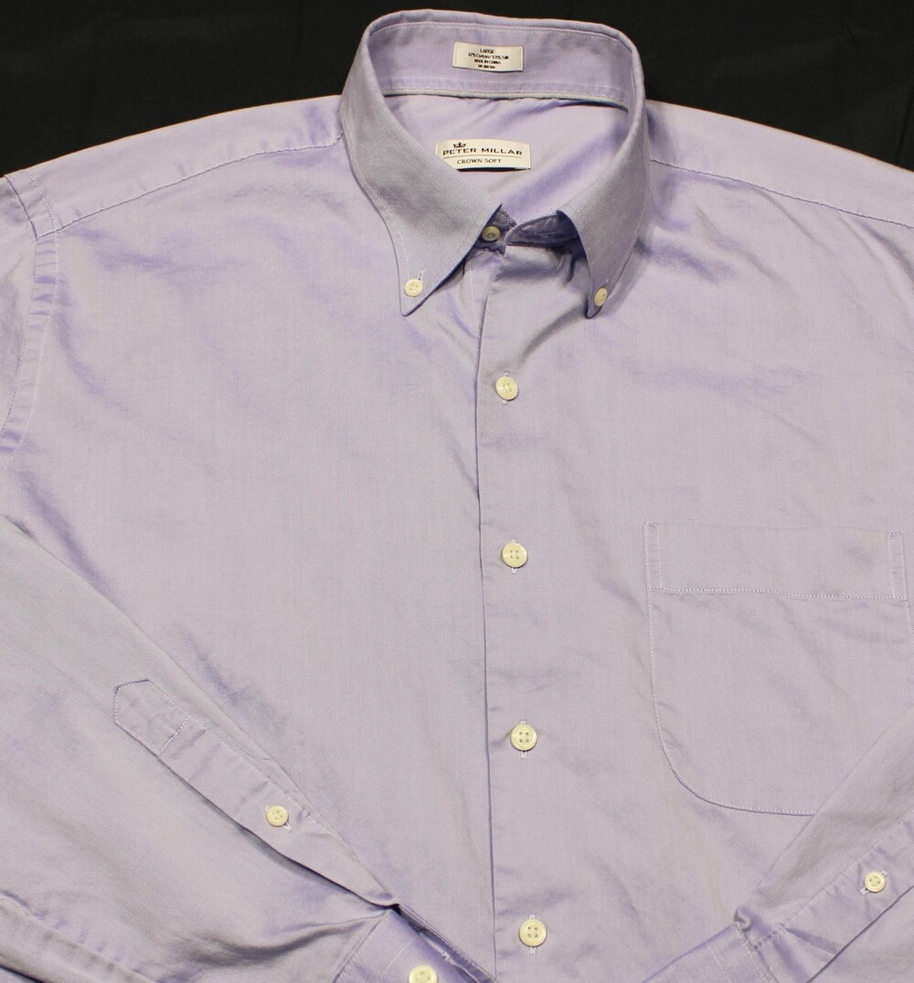 Peter Millar Long Sleeve Silk Blend Shirt Mens Large Purple